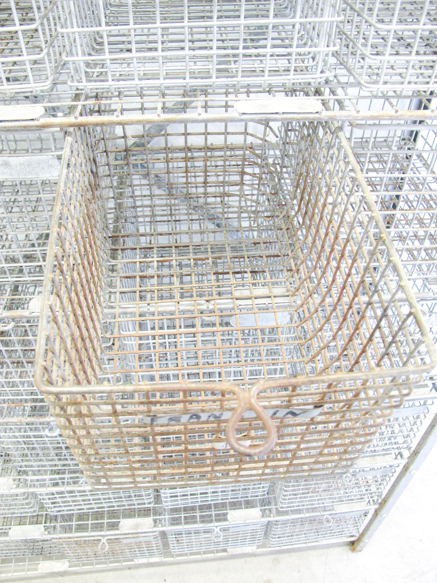 32 Drawer Antique Wire Locker Basket Rack Cabinet