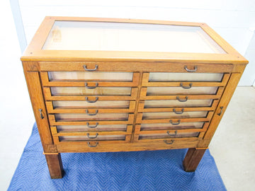 27 Drawer Antique Button Display with Glass Sides and Top