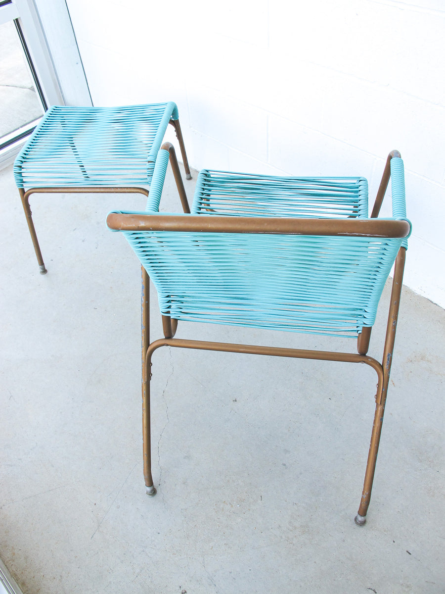 Ames Aire Midcentury Teal and Gold Patio Furniture