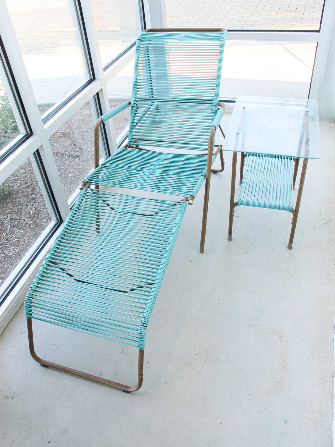 Ames Aire Midcentury Teal and Gold Patio Furniture