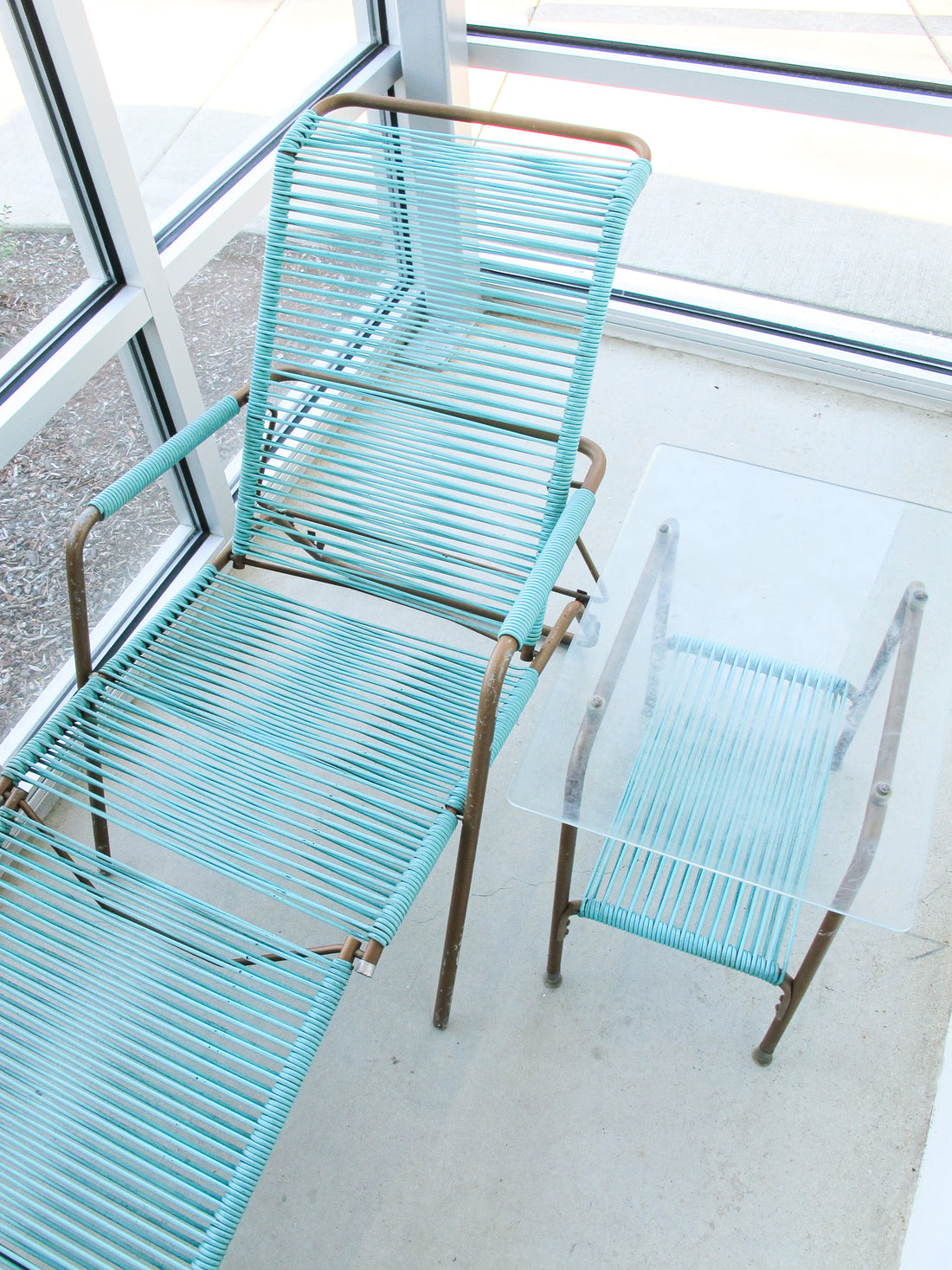 Ames Aire Midcentury Teal and Gold Patio Furniture