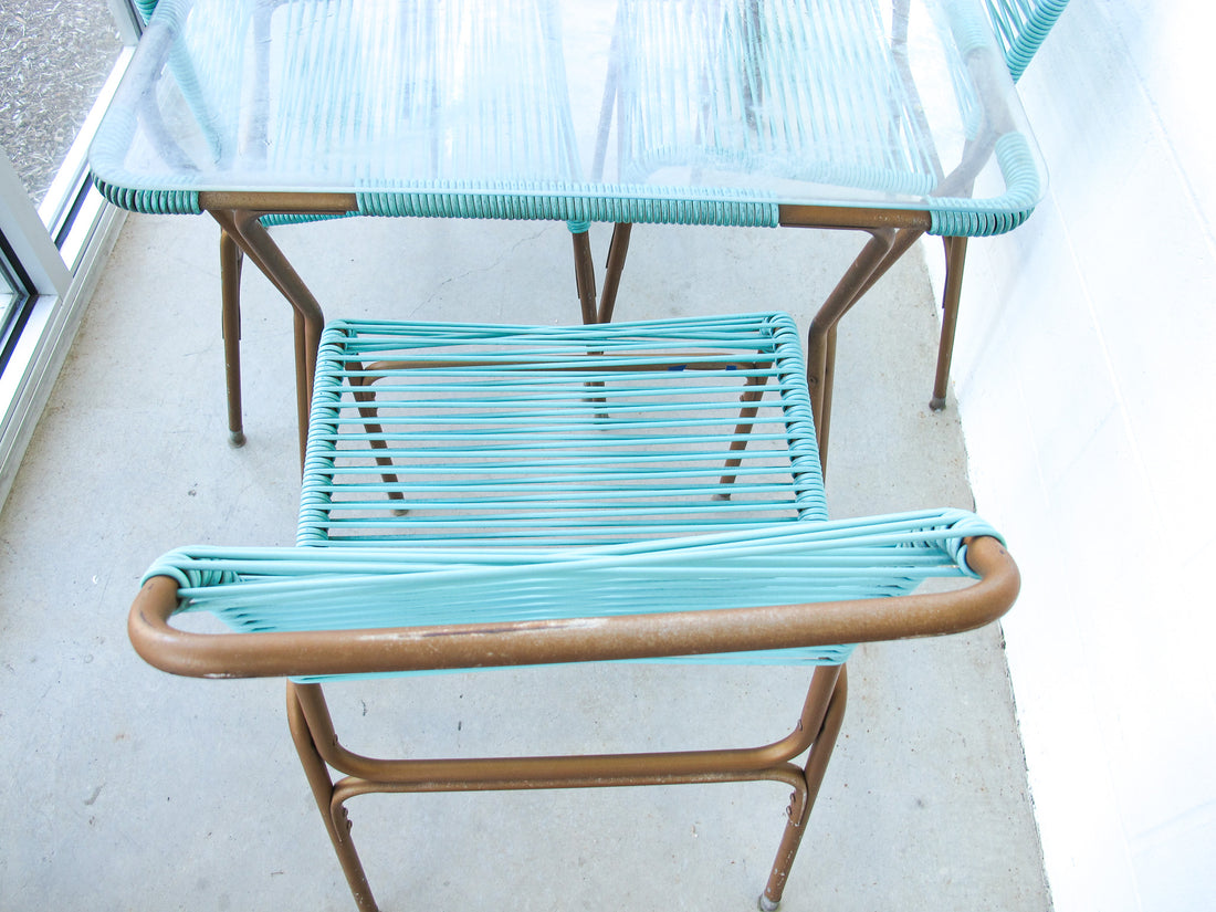 Ames Aire Midcentury Teal and Gold Patio Furniture