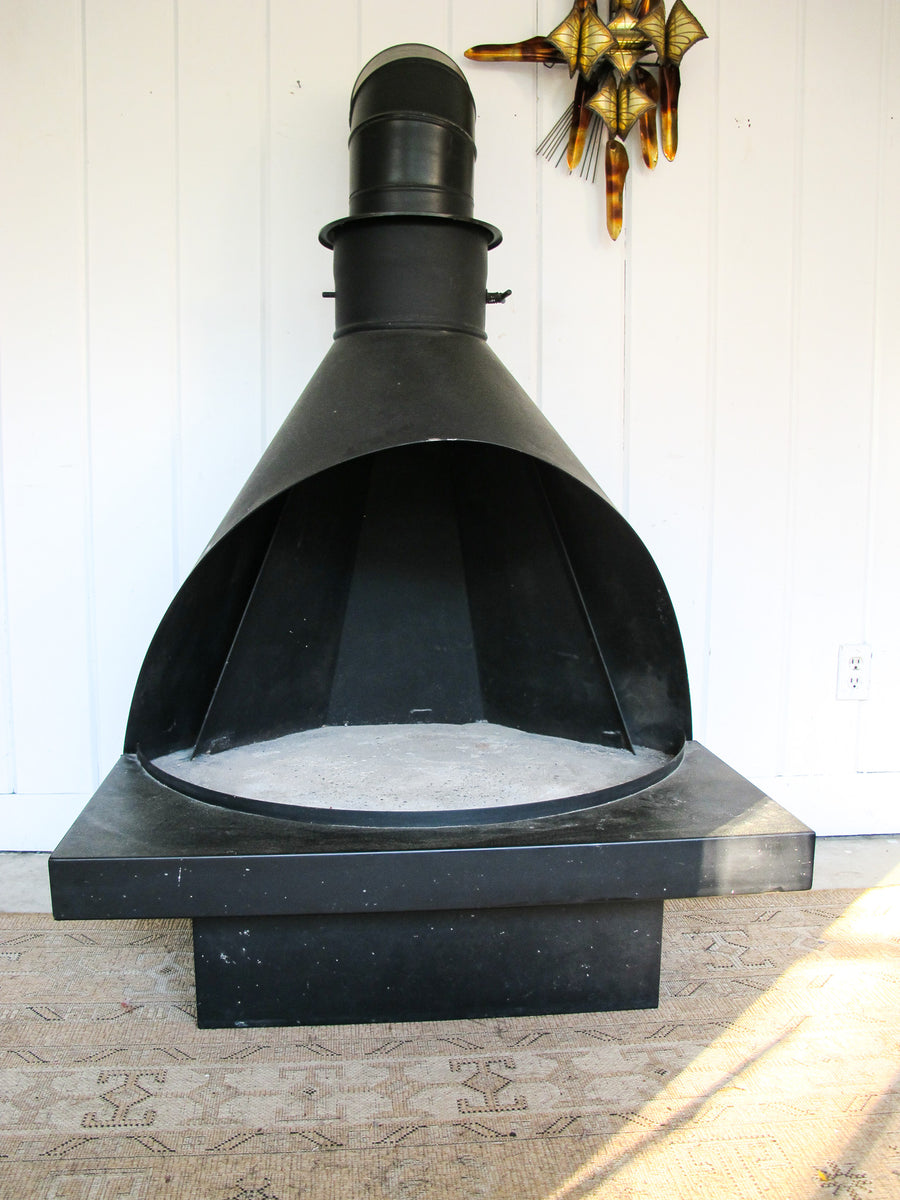 Black Midcentury Modern Fireplace
