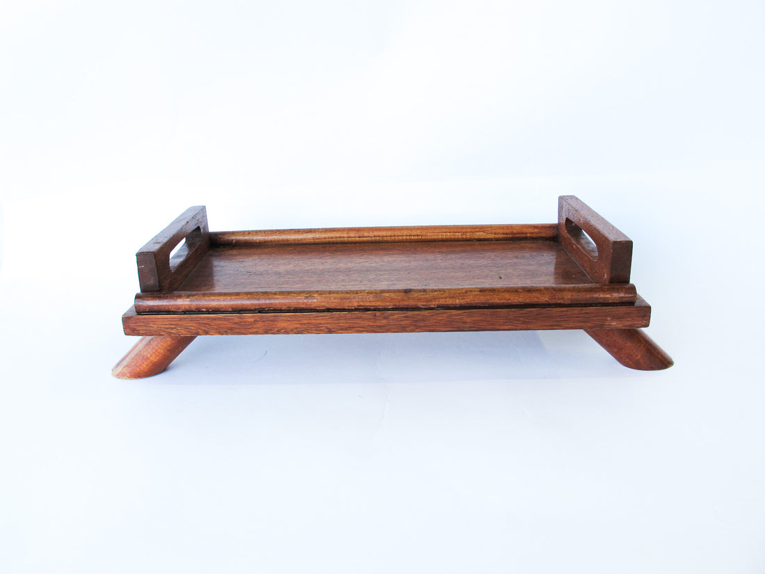 Short Wooden Tray with Legs