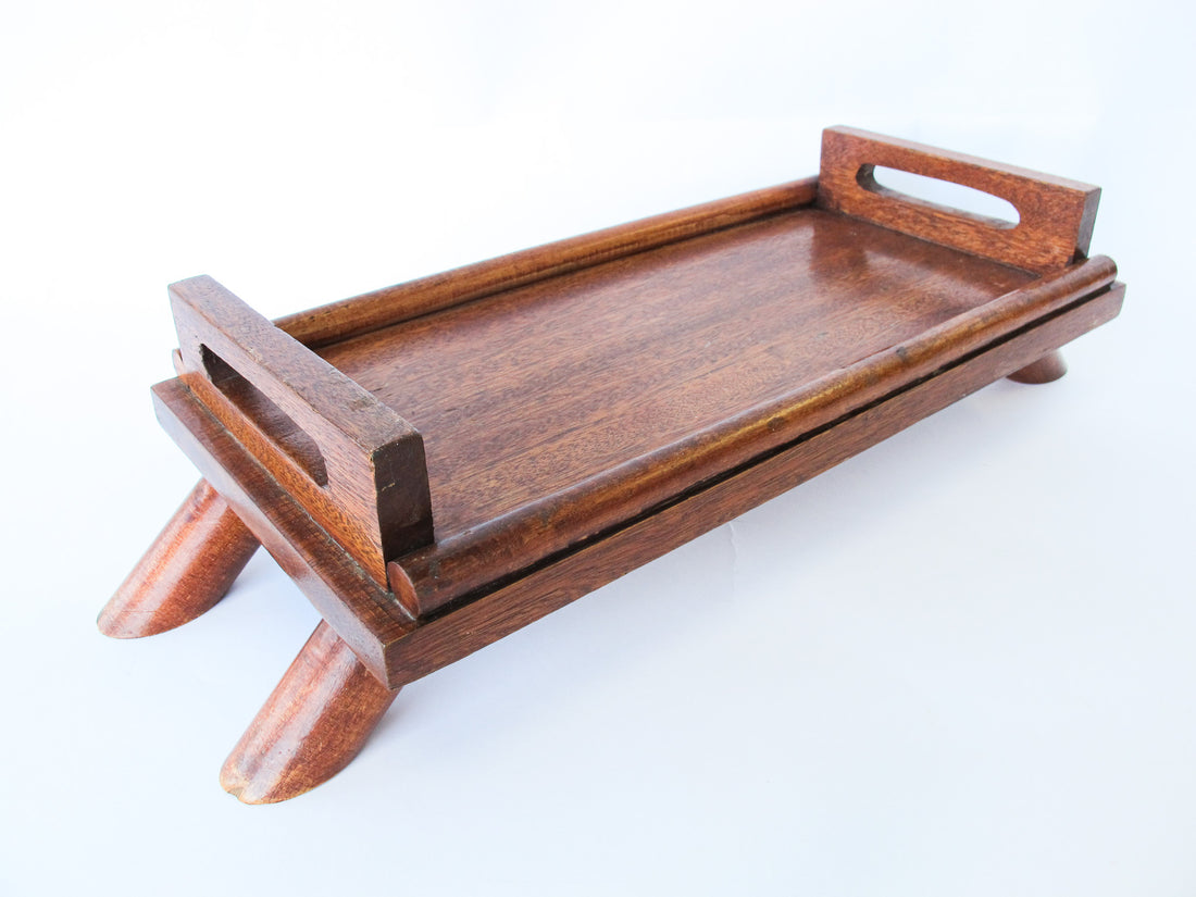 Short Wooden Tray with Legs