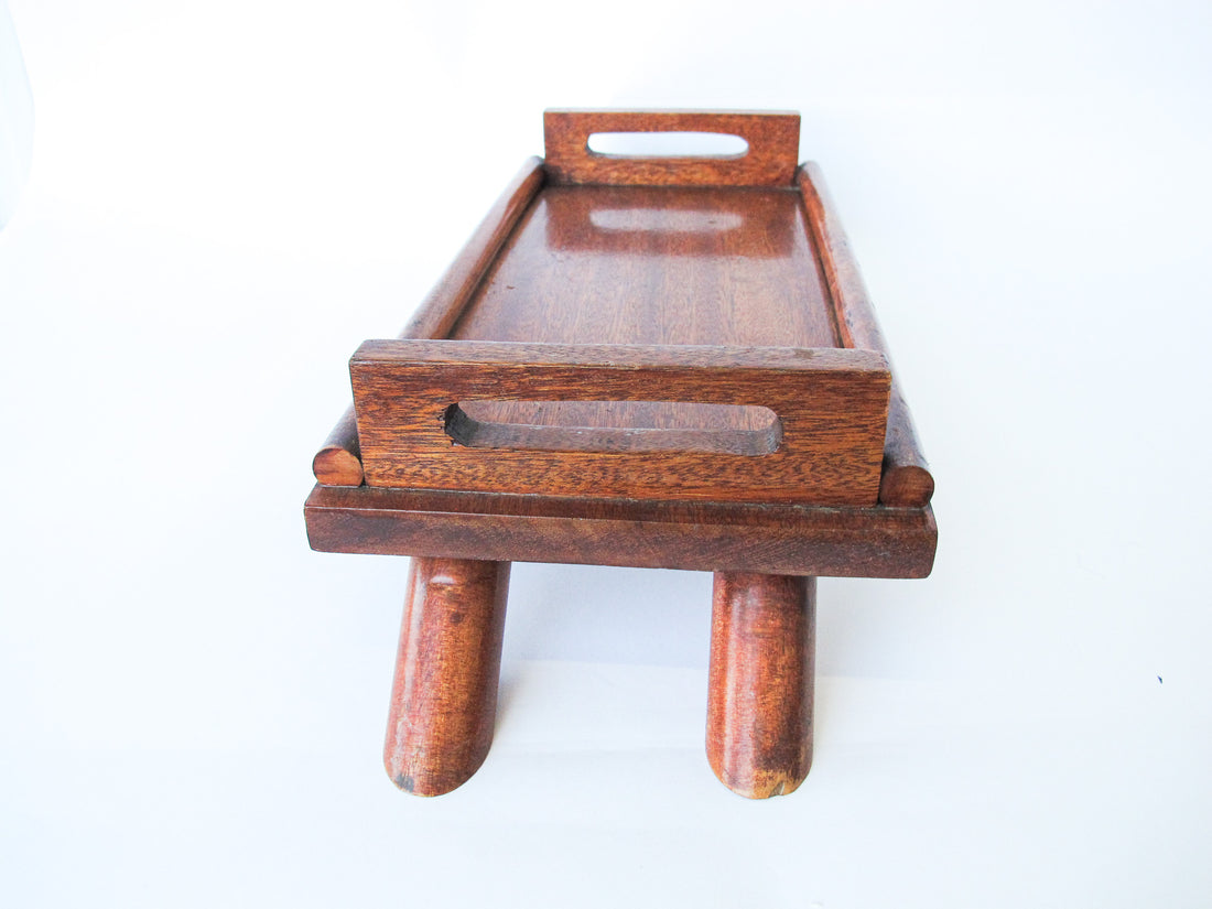 Short Wooden Tray with Legs