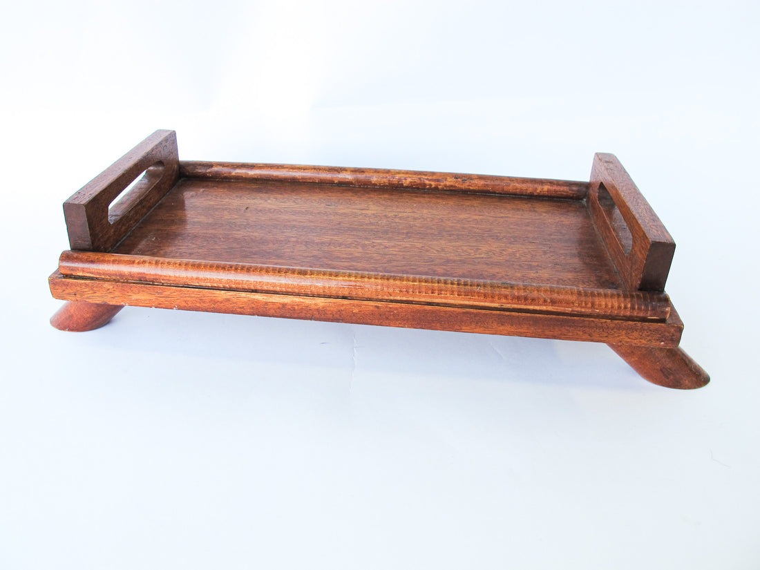 Short Wooden Tray with Legs