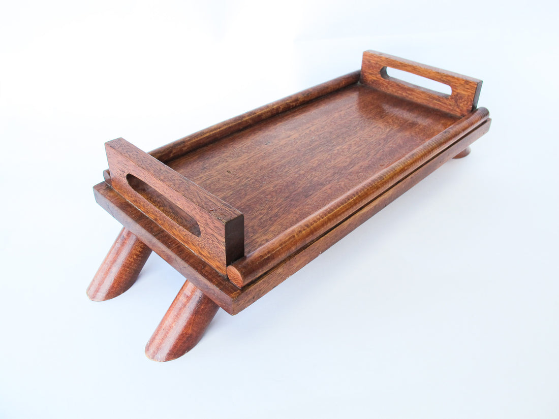 Short Wooden Tray with Legs