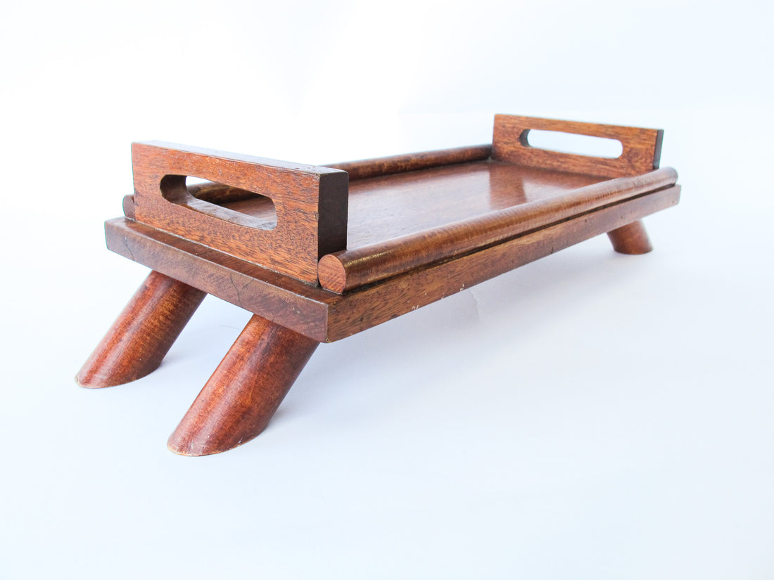 Short Wooden Tray with Legs