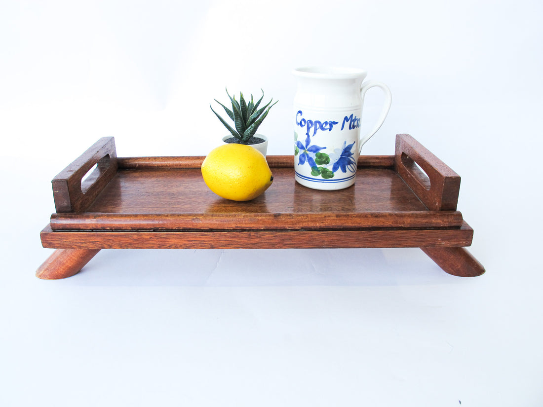 Short Wooden Tray with Legs