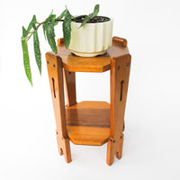 Hexagon Wood Table Plant Stand