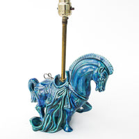 Blue Ceramic Vintage Horse Table Lamp
