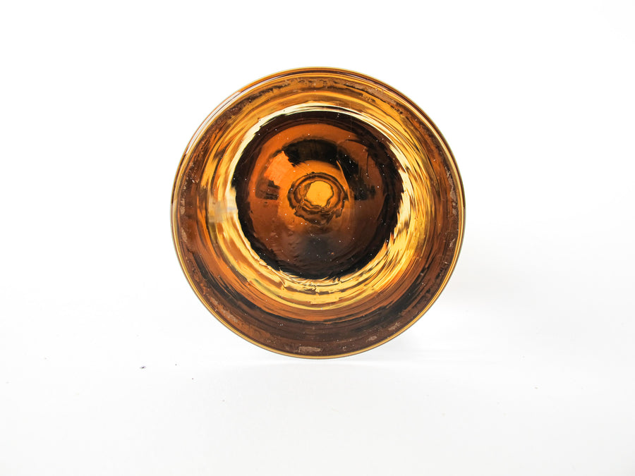 Dark Amber Hand Blown Glass Midcentury Vase