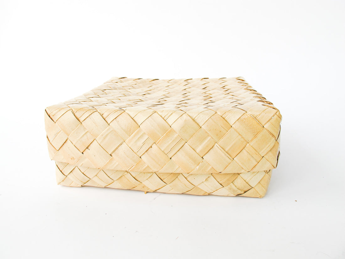 Woven Palm Frond Square Box Oahu Hawaii