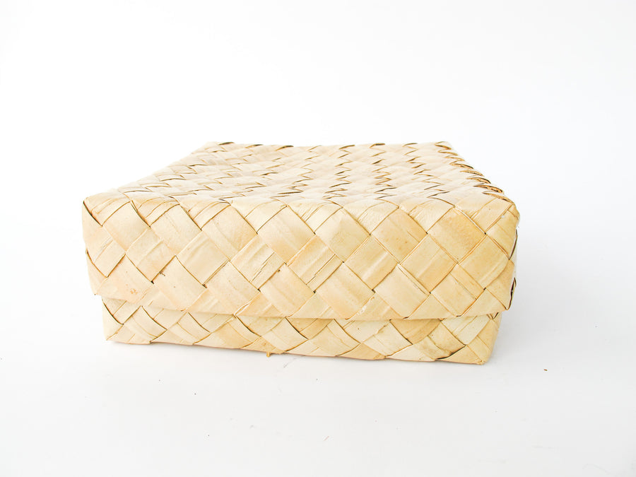 Woven Palm Frond Square Box Oahu Hawaii