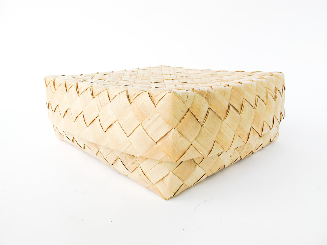 Woven Palm Frond Square Box Oahu Hawaii