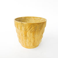 Midcentury Resin Plant Pot - Geometric Yellow/Tan