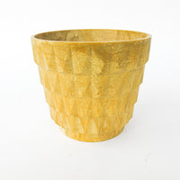 Midcentury Resin Plant Pot - Geometric Yellow/Tan