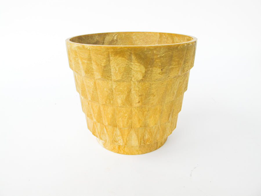 Midcentury Resin Plant Pot - Geometric Yellow/Tan