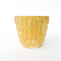 Midcentury Resin Plant Pot - Geometric Yellow/Tan