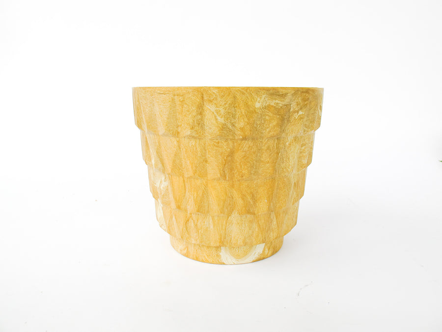 Midcentury Resin Plant Pot - Geometric Yellow/Tan