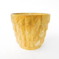 Midcentury Resin Plant Pot - Geometric Yellow/Tan