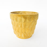 Midcentury Resin Plant Pot - Geometric Yellow/Tan