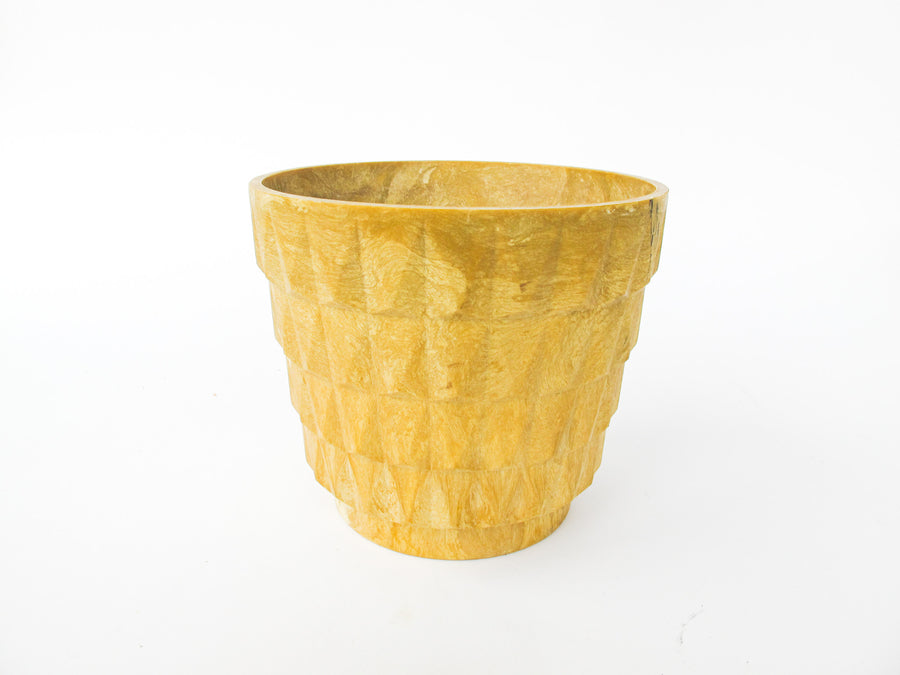 Midcentury Resin Plant Pot - Geometric Yellow/Tan