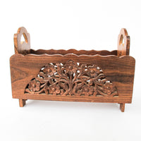 Teak Rosewood Indian Carved Magazine Holder