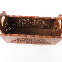 Teak Rosewood Indian Carved Magazine Holder