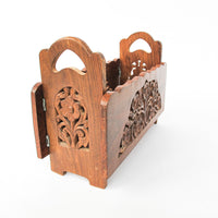 Teak Rosewood Indian Carved Magazine Holder