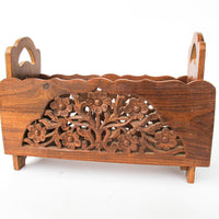 Teak Rosewood Indian Carved Magazine Holder