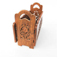 Teak Rosewood Indian Carved Magazine Holder