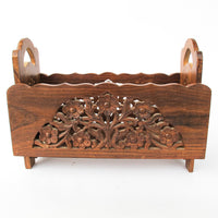 Teak Rosewood Indian Carved Magazine Holder