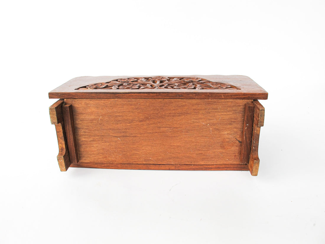 Teak Rosewood Indian Carved Magazine Holder