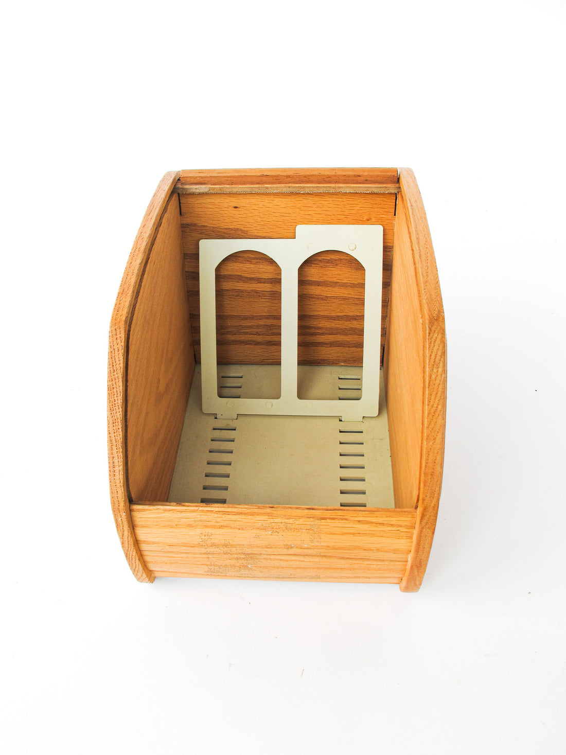 Tambour Roll Top Wood 8-Track Organizer Box