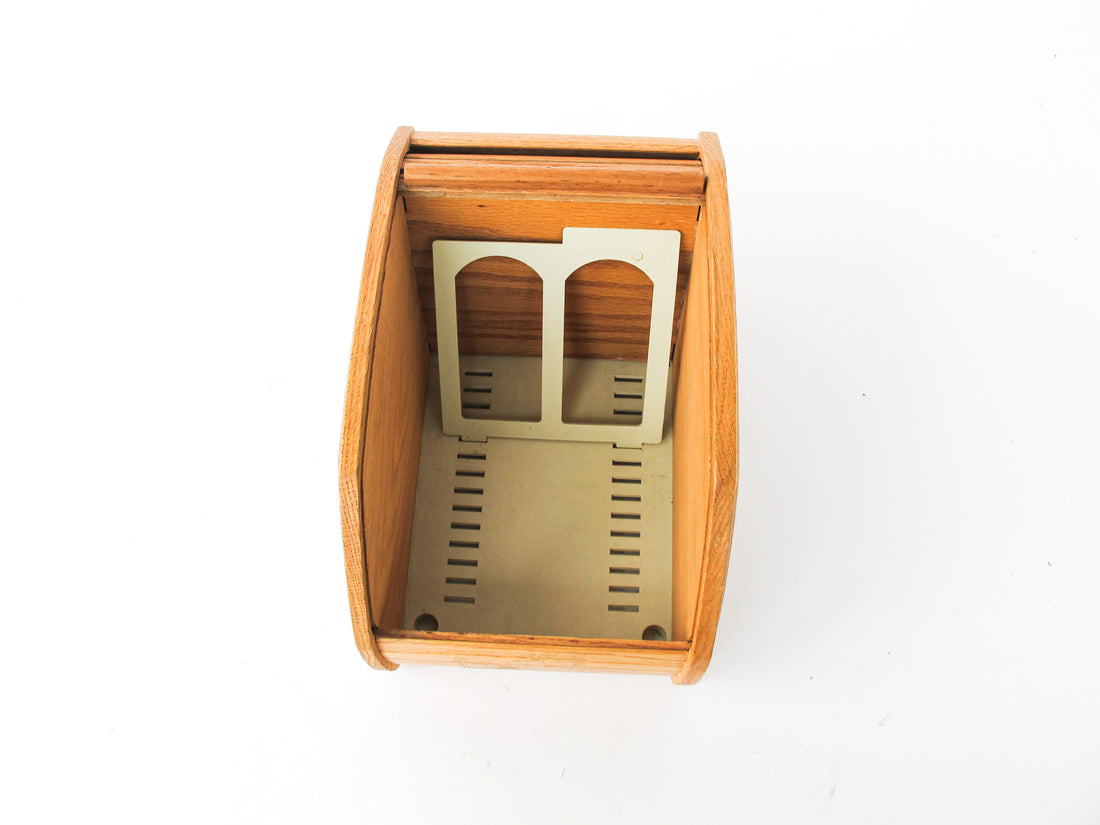 Tambour Roll Top Wood 8-Track Organizer Box