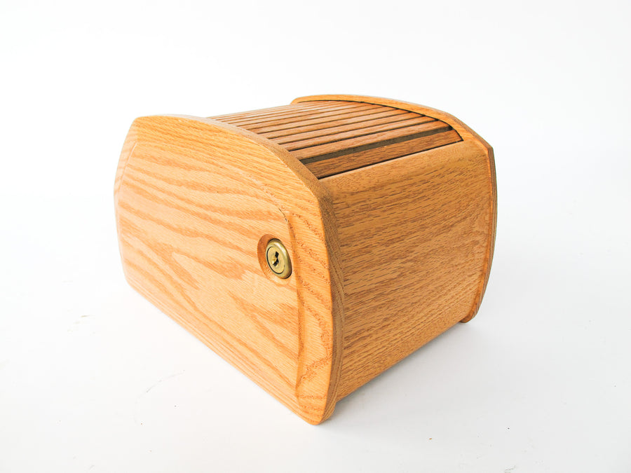 Tambour Roll Top Wood 8-Track Organizer Box