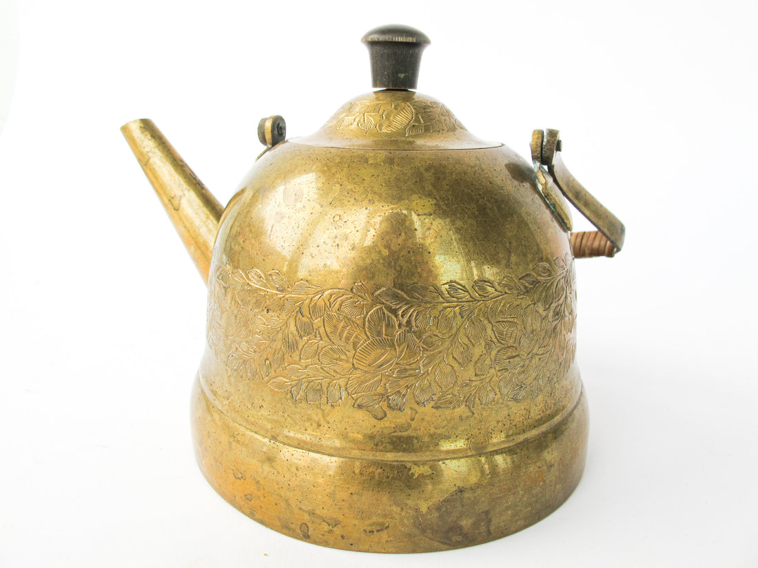 Brass Etched Indian Tea Pot