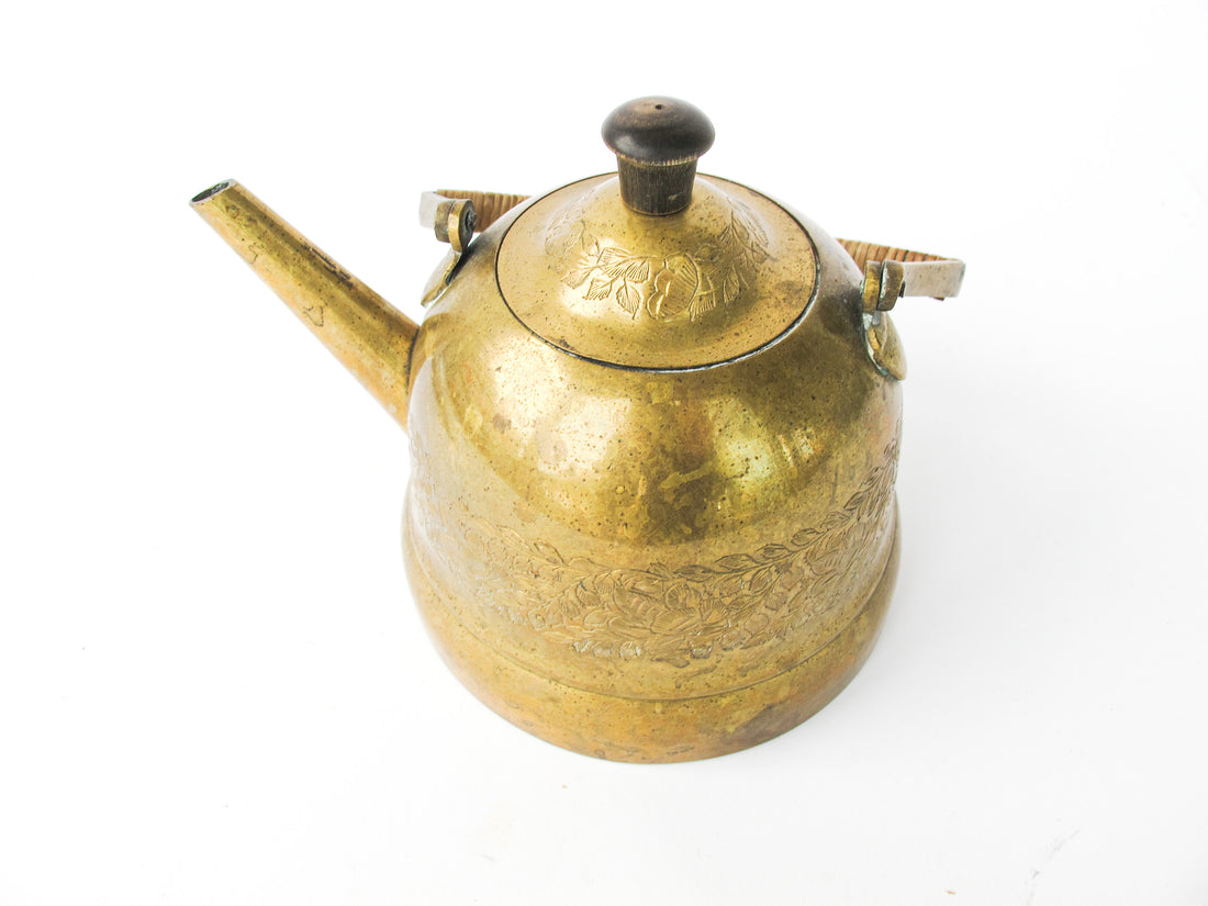 Brass Etched Indian Tea Pot