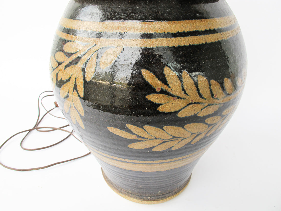 Ceramic Lamp Base with Leaf Design