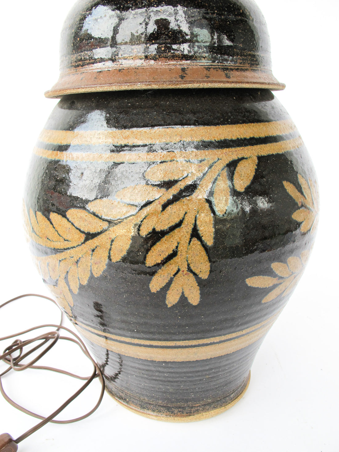 Ceramic Lamp Base with Leaf Design