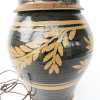 Ceramic Lamp Base with Leaf Design