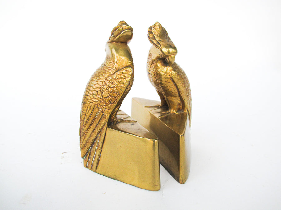 Set of 2 JP Jennings Brass Parrot Art Deco Bookends