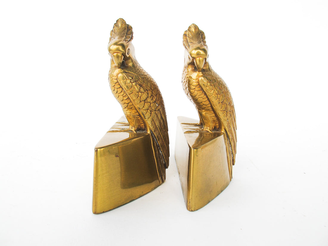 Set of 2 JP Jennings Brass Parrot Art Deco Bookends