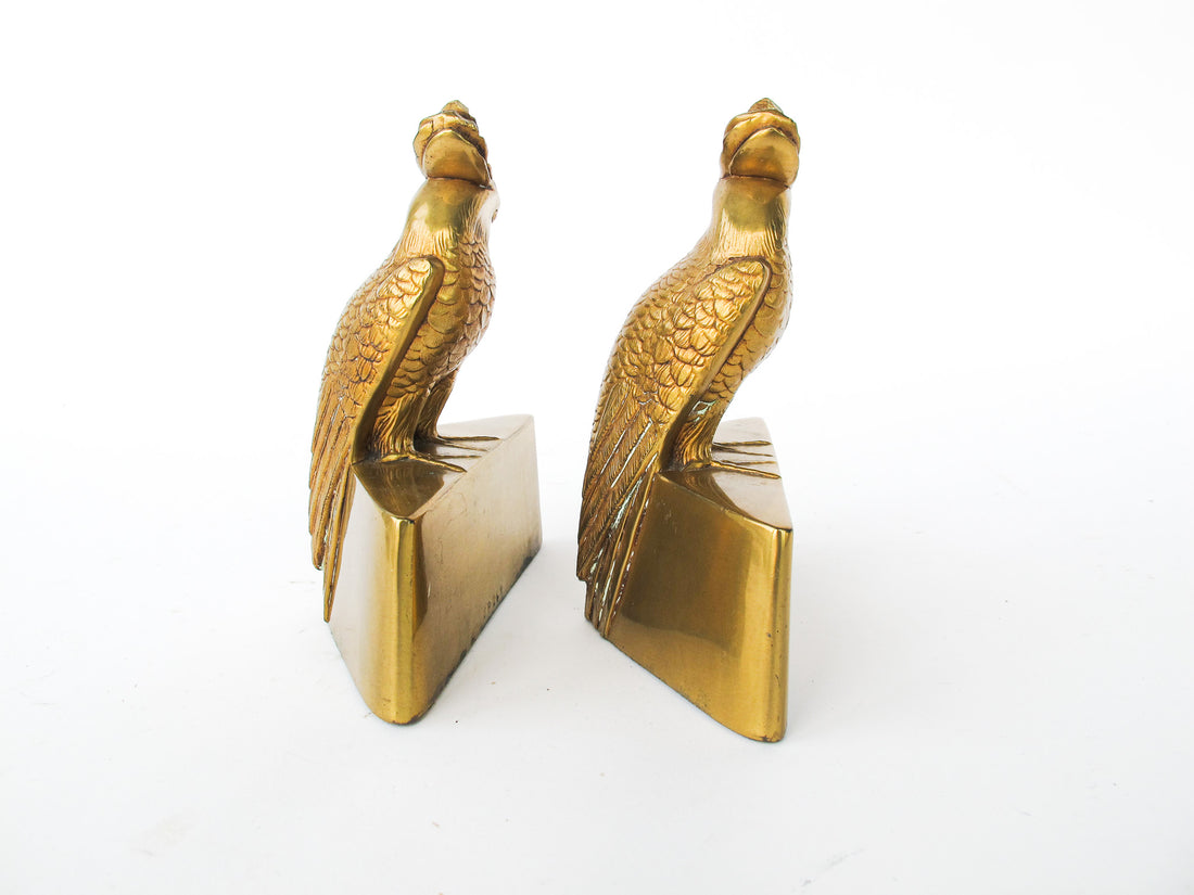 Set of 2 JP Jennings Brass Parrot Art Deco Bookends