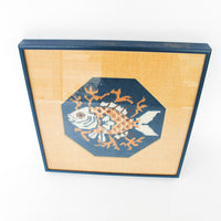 Needlepoint Fish Art with Metal Frame, Matting, and Glass Cover