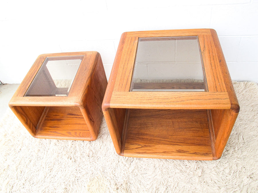 Bent Oak Wood 1970's/ 1980's End Table - Two Sizes Available and Sold Individually