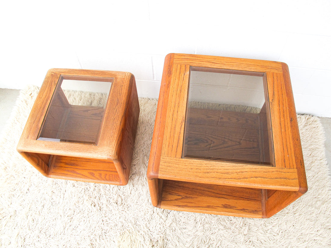 Bent Oak Wood 1970's/ 1980's End Table - Two Sizes Available and Sold Individually