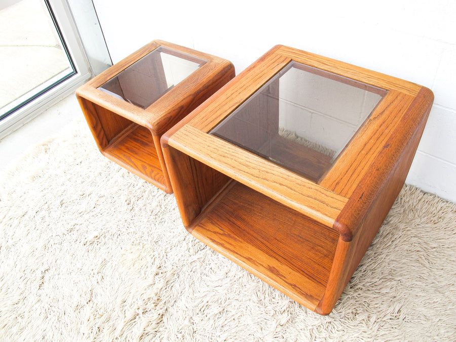 Bent Oak Wood 1970's/ 1980's End Table - Two Sizes Available and Sold Individually